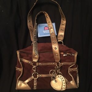 EUC Kathy Van Zeeland Brown Velour Gold Purse